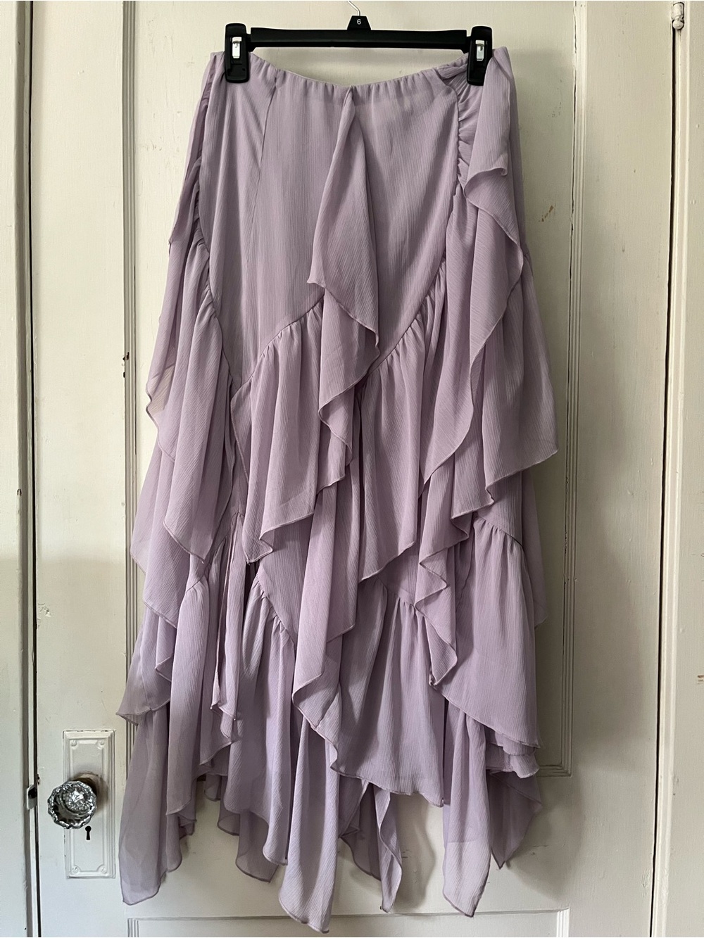 Lilac Asymmetrical Ruffle Maxi Skirt - Picture 2 of 3